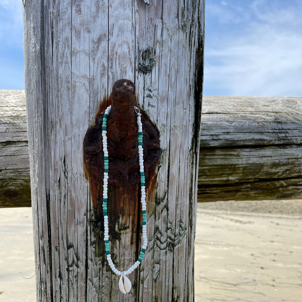 Green and White Striped Necklace/Anklet/Bracelet