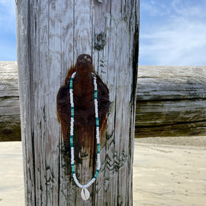 Green and White Striped Necklace/Anklet/Bracelet