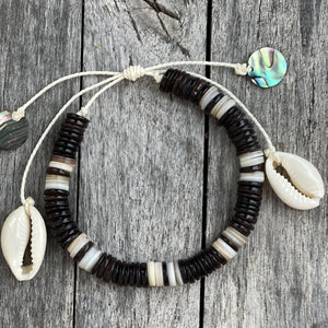 Beachy Bracelet/Anklet/Necklace with Abalone and Shells
