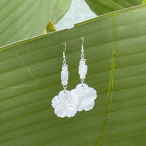 MOP White Flower Earrings