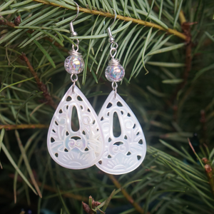 Carved Mother of Pearl Teardrops