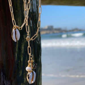 Gold Paperclip Necklace with Puka or Charms
