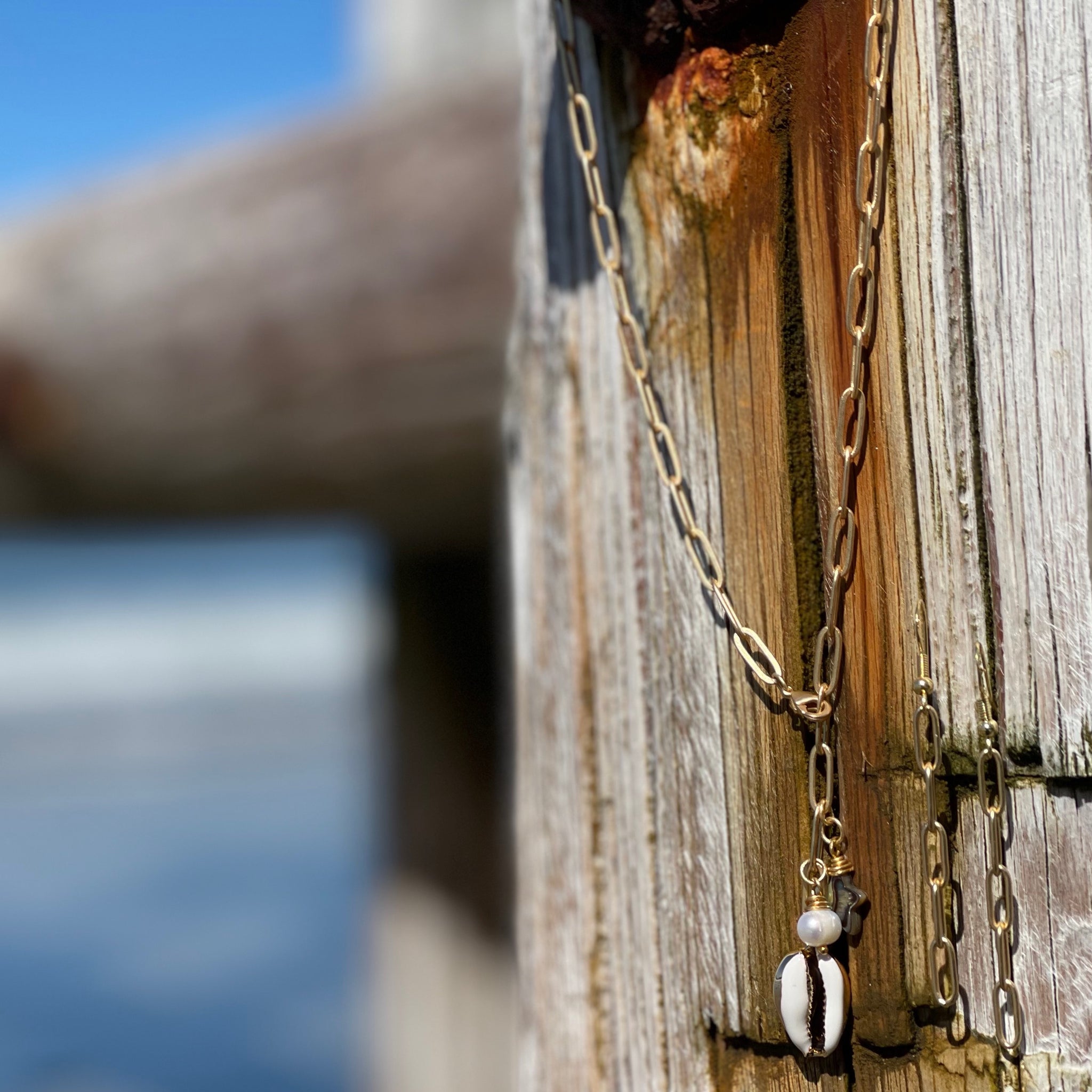 Gold Paperclip Necklace with Puka or Charms