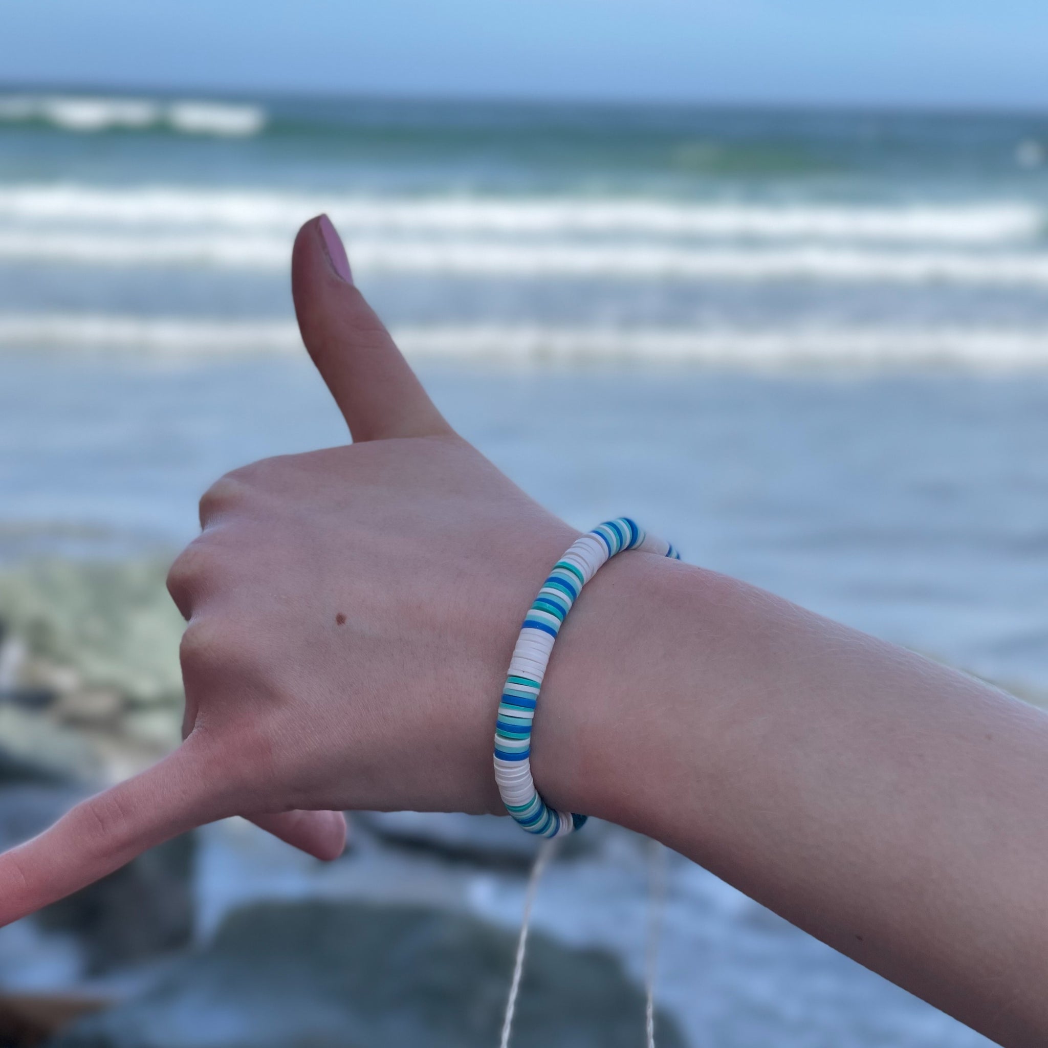 Blue Green Striped Bracelet