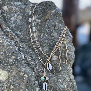 Gold Paperclip Necklace with Puka or Charms