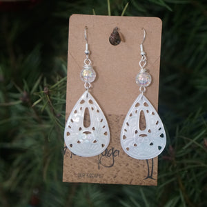Carved Mother of Pearl Teardrops