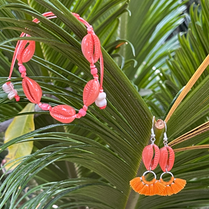 Orange/Coral Cowrie Bracelet/Necklace/Anklet