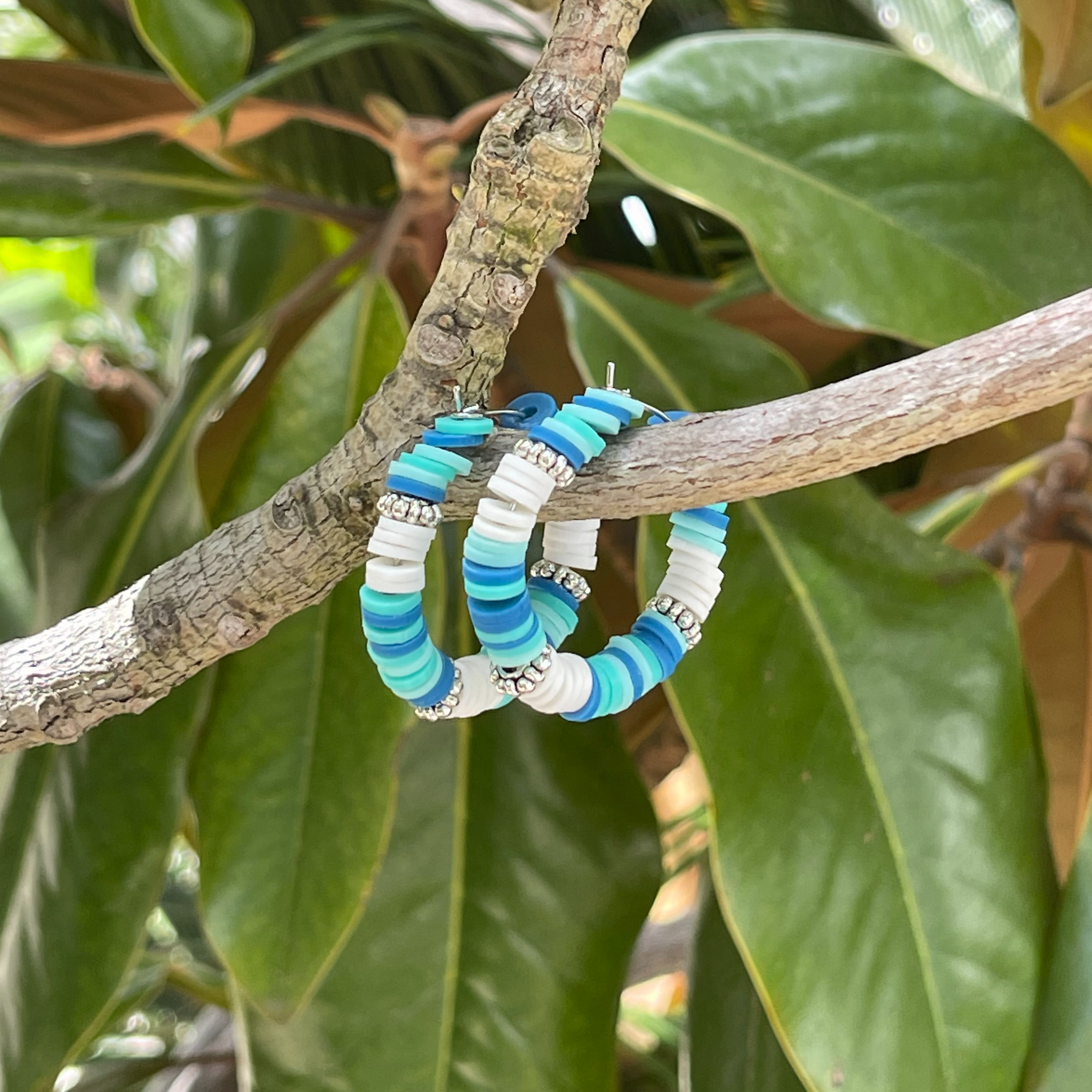 Blue Green Stripe Hoops