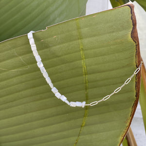 1/2 & 1/2 -MOP & Gold Paperclip Necklace