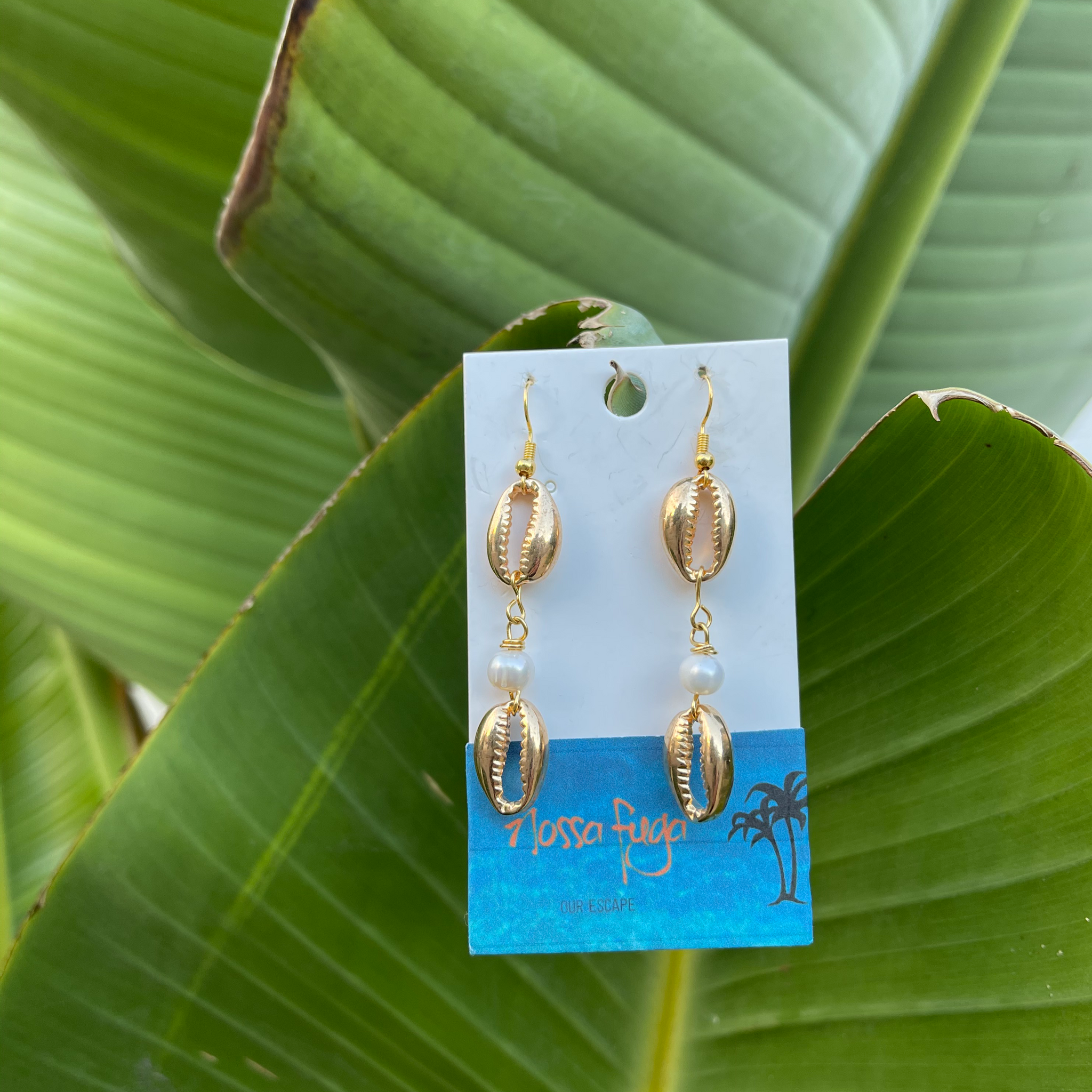 Gold Shell &  Pearl Earrings