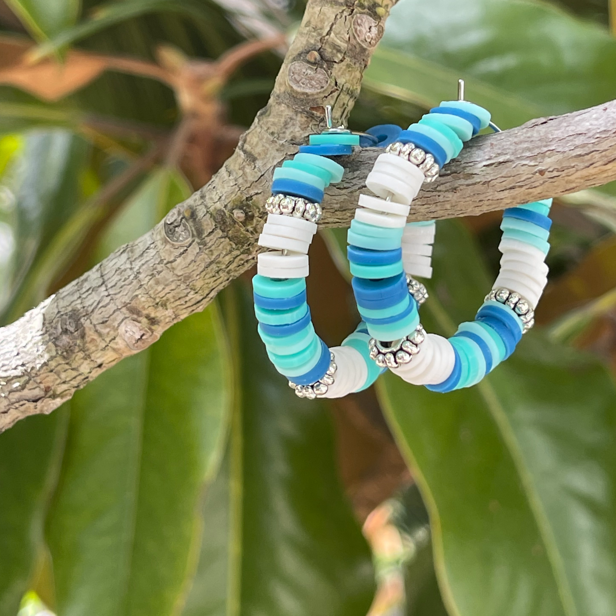 Blue Green Stripe Hoops