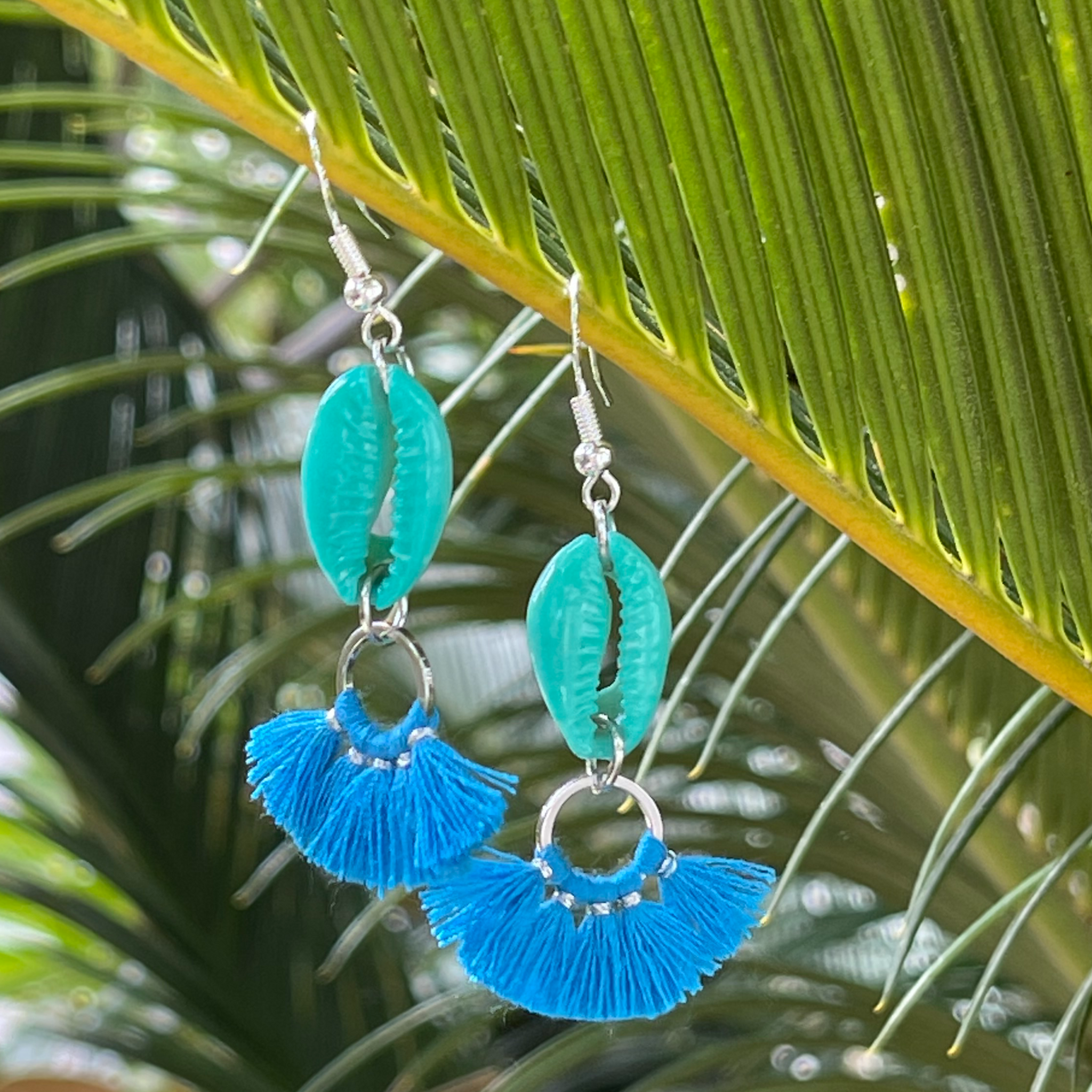 Blue/Turquoise Fan Earrings