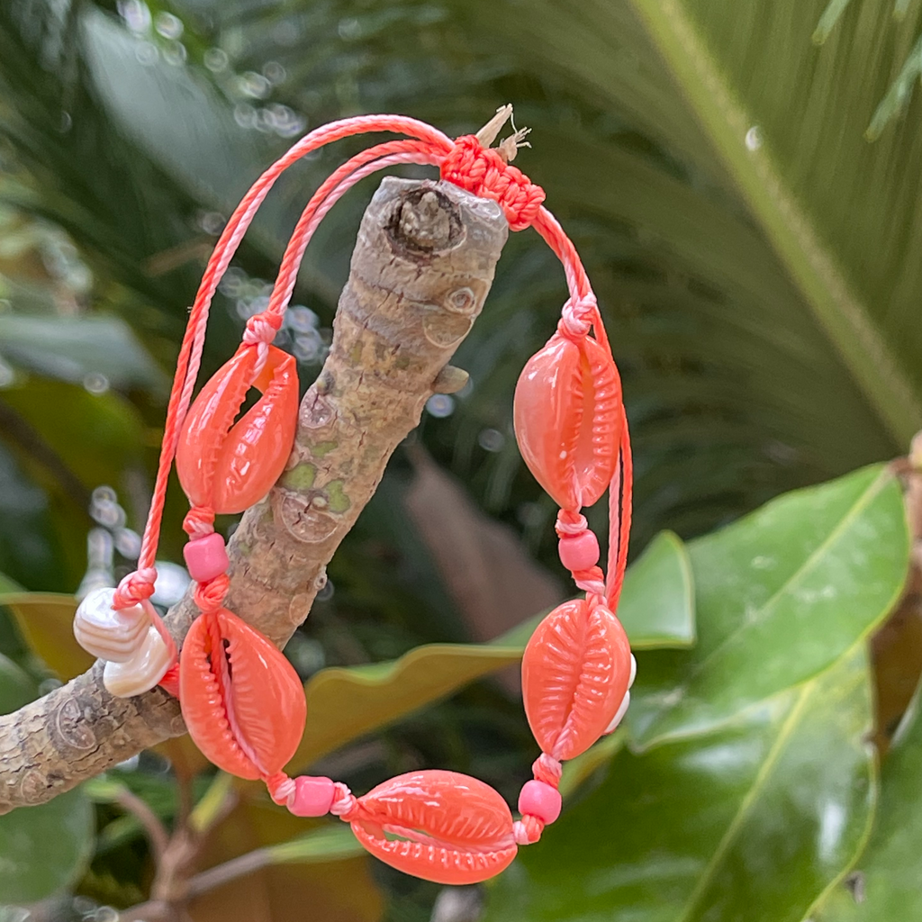 Orange/Coral Cowrie Bracelet/Necklace/Anklet