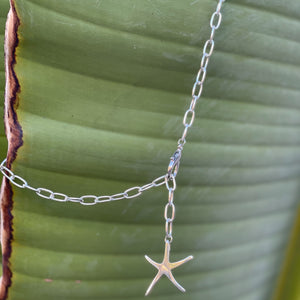 Silver Paperclip Necklace with Dolphin Tail/Starfish