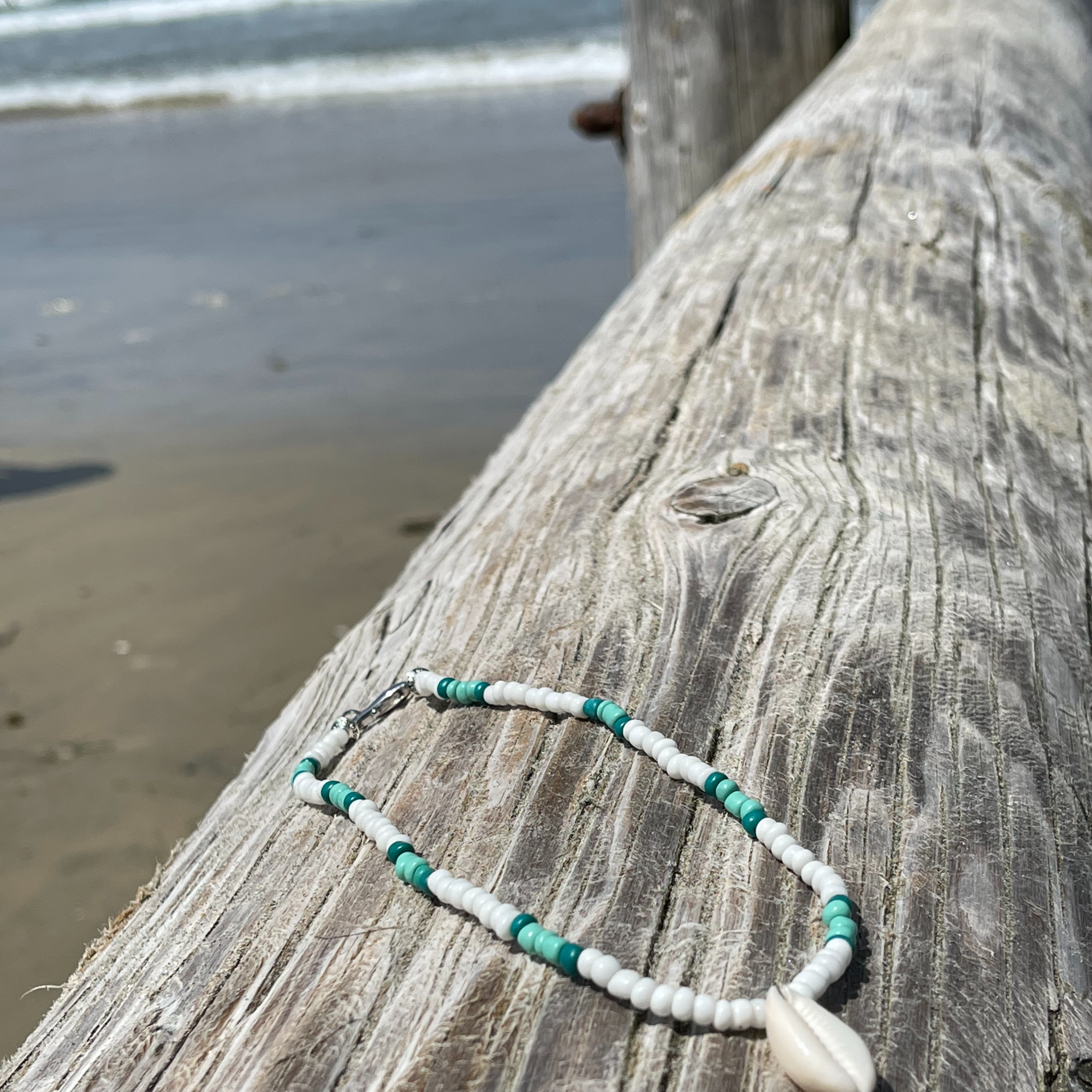 Green and White Striped Necklace/Anklet/Bracelet