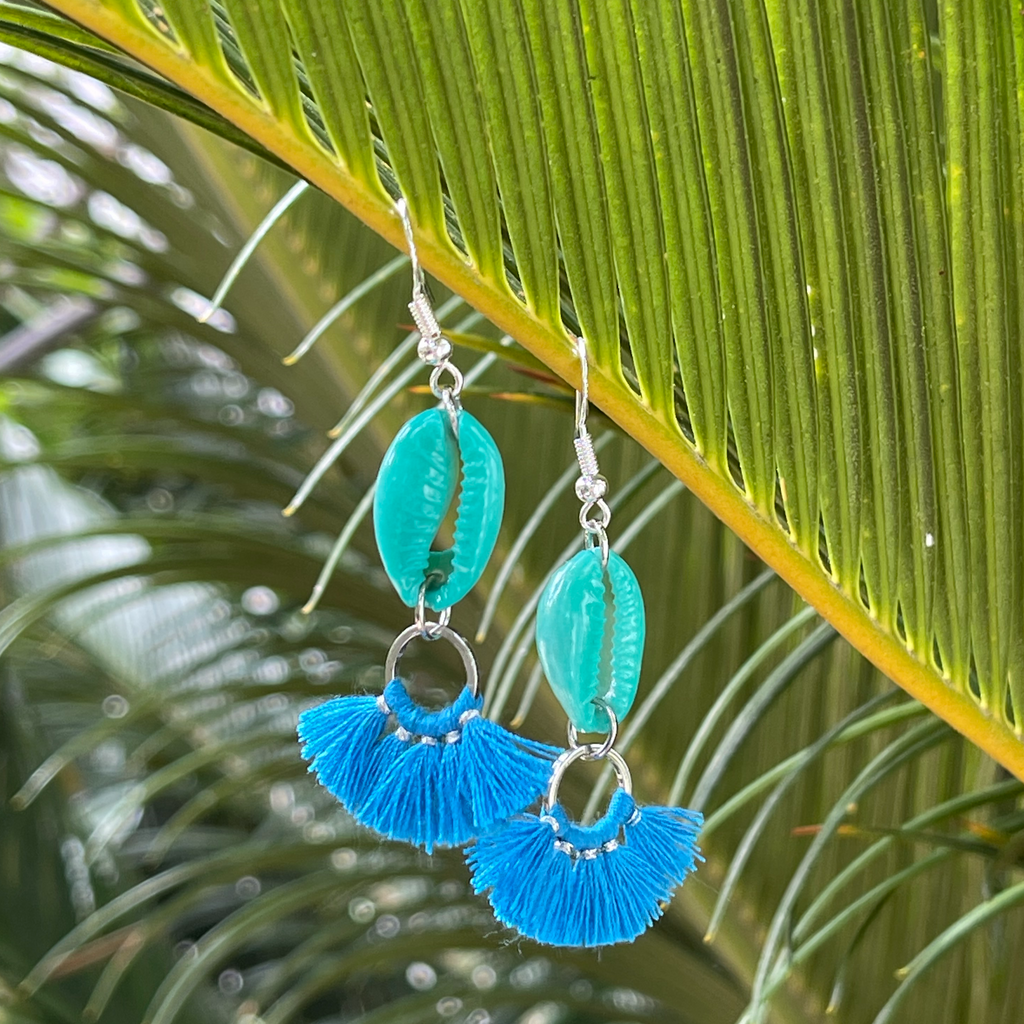 Blue/Turquoise Fan Earrings