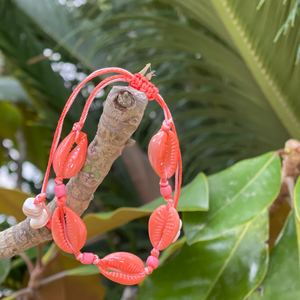 Orange/Coral Cowrie Bracelet/Necklace/Anklet