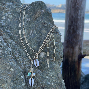 Gold Paperclip Necklace with Puka or Charms