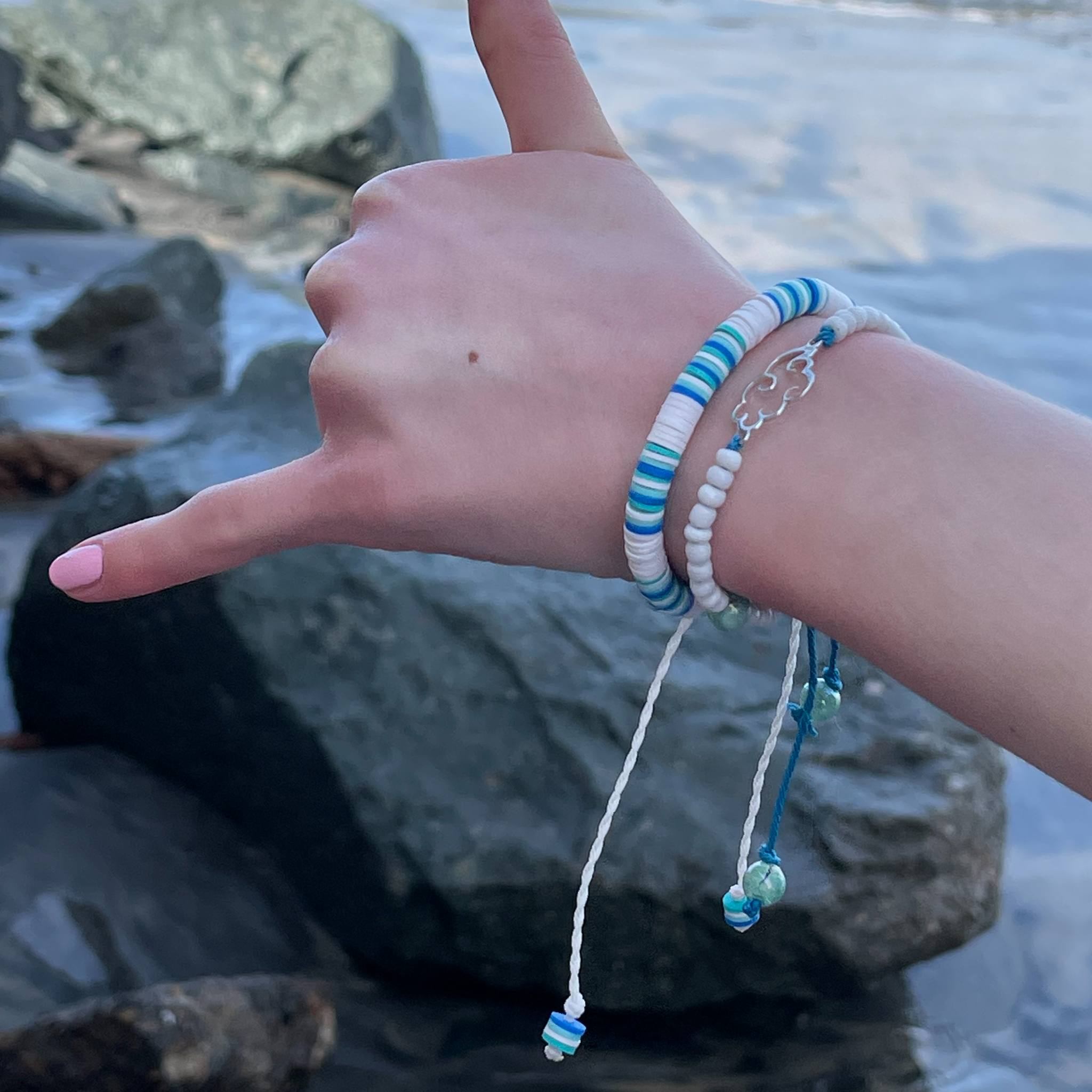 Blue Green Striped Bracelet