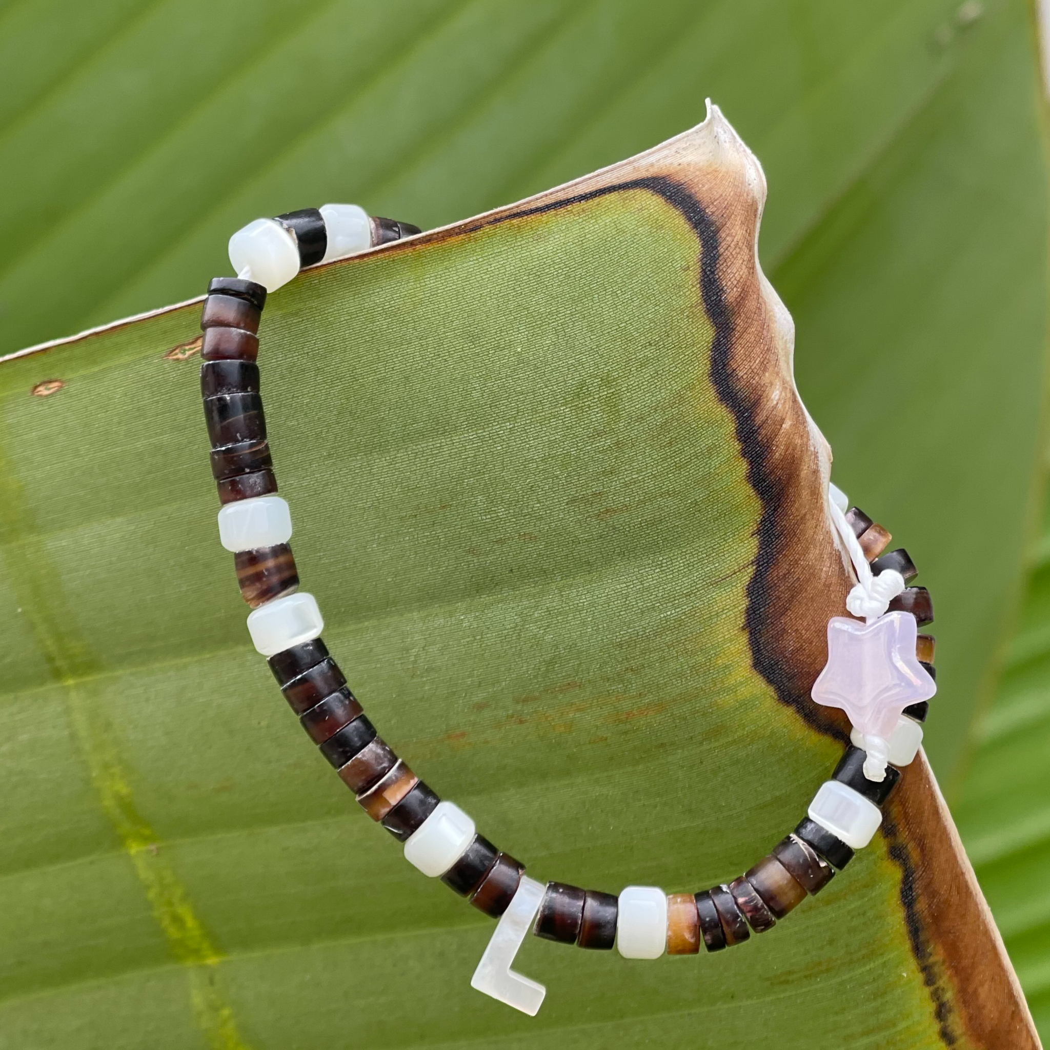 MOP Striped Initial Bracelets
