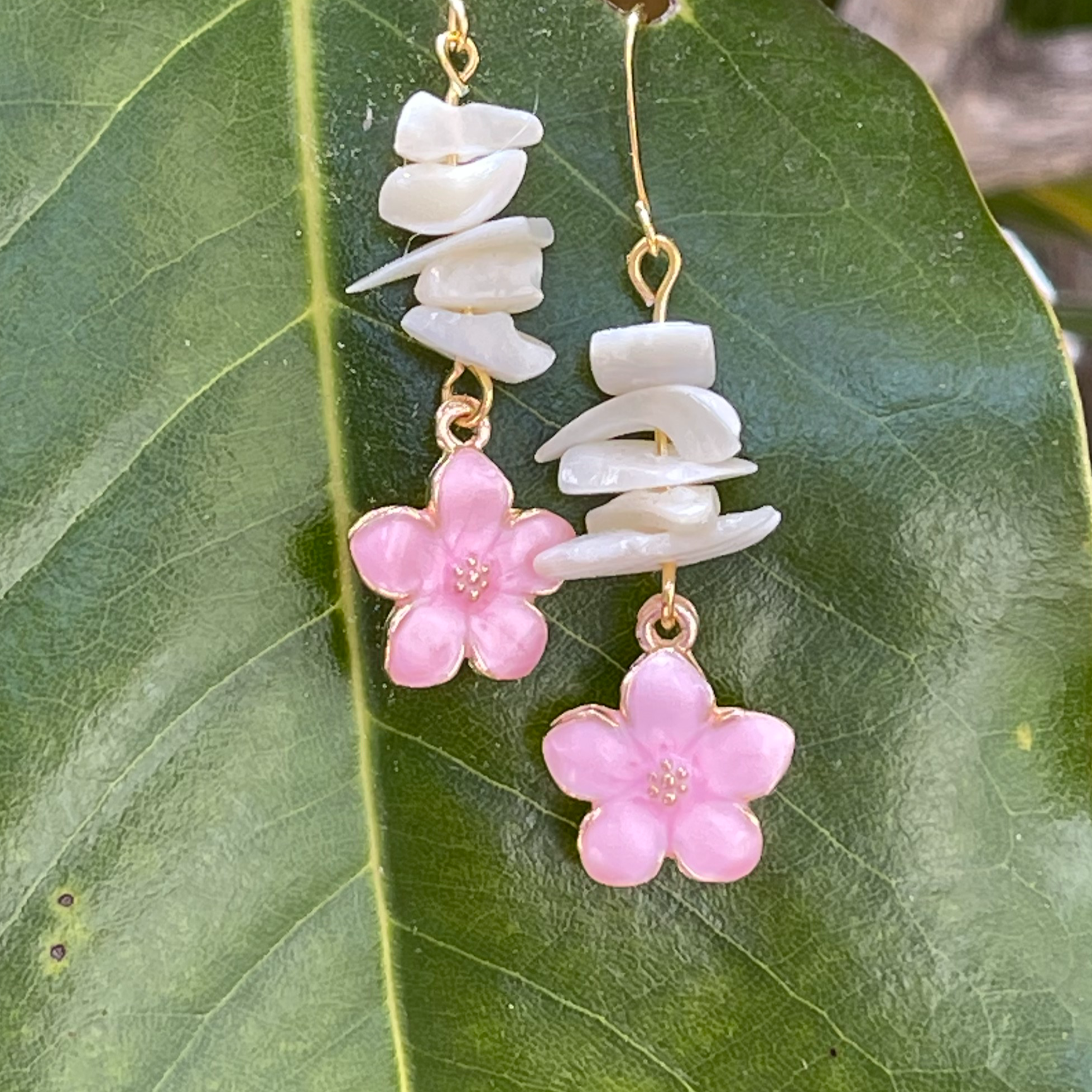 Pink Flower & MOP  Dangles