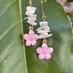 Pink Flower & MOP  Dangles
