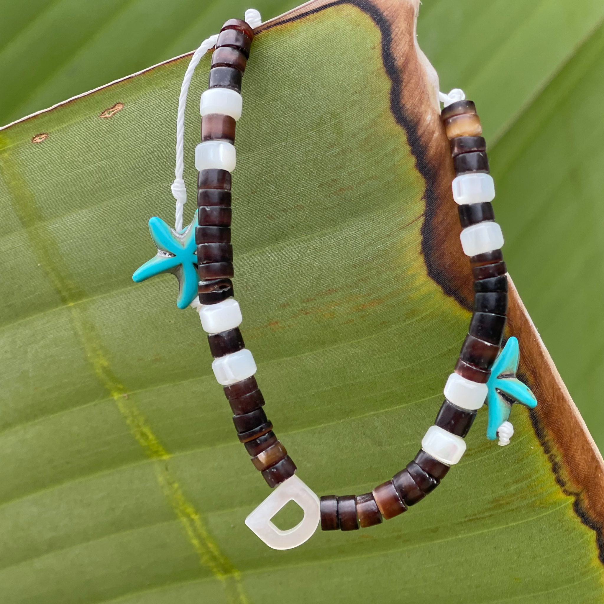 MOP Striped Initial Bracelets