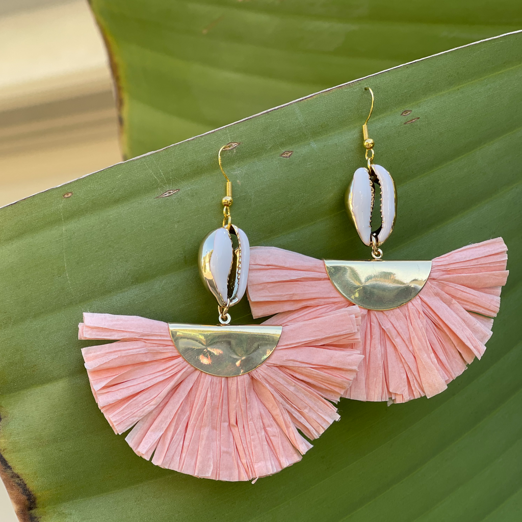 Peach Fan Earrings