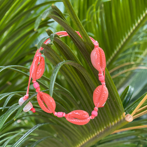 Orange/Coral Cowrie Bracelet/Necklace/Anklet
