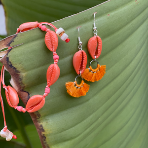 Orange/Coral Cowrie Bracelet/Necklace/Anklet