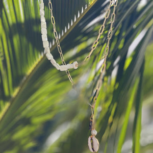 1/2 & 1/2 -MOP & Gold Paperclip Necklace