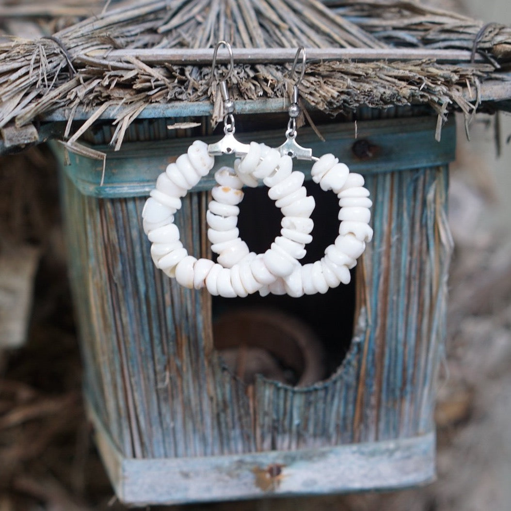 White Shell Hoops