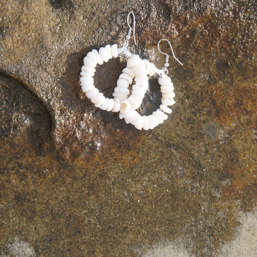 White Shell Hoops