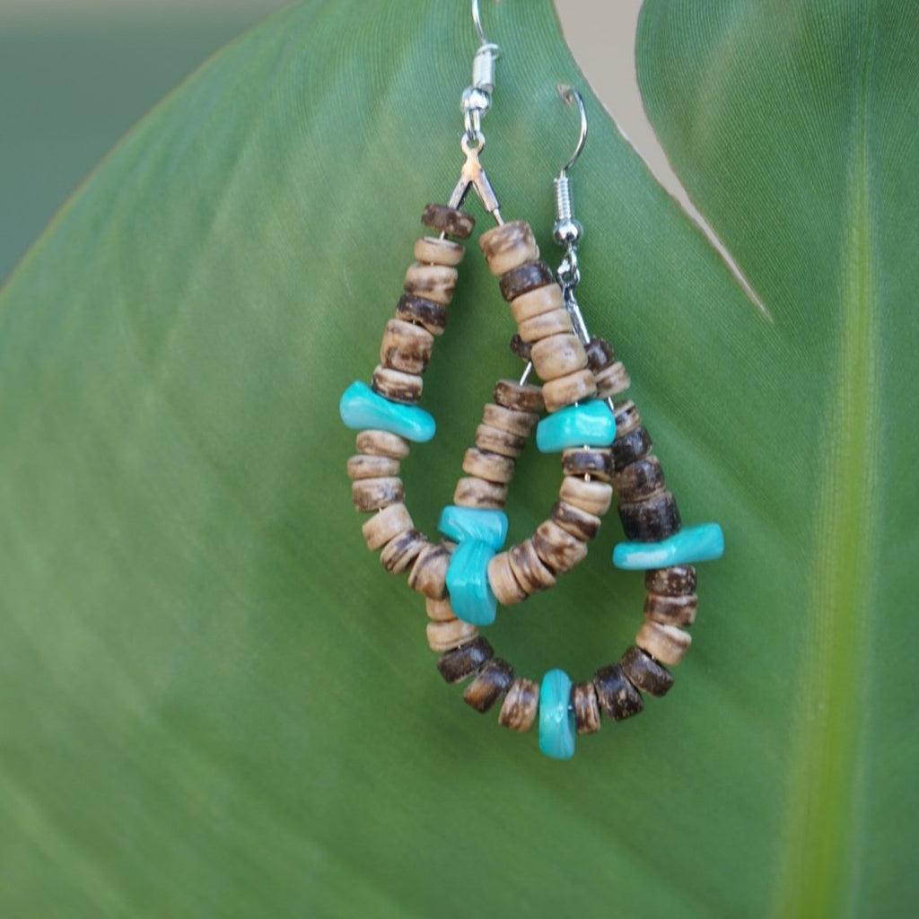Coconut Turquoise Teardrop Earrings