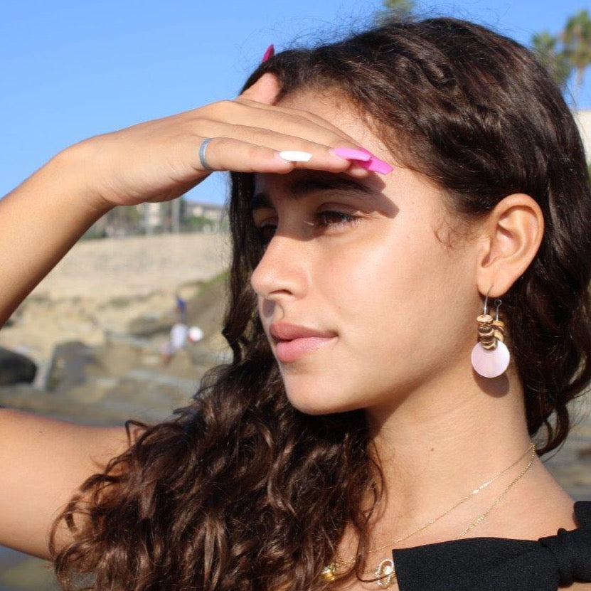 Pink Shell Coco Hoops