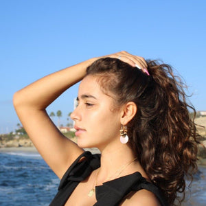 Pink Shell Coco Hoops