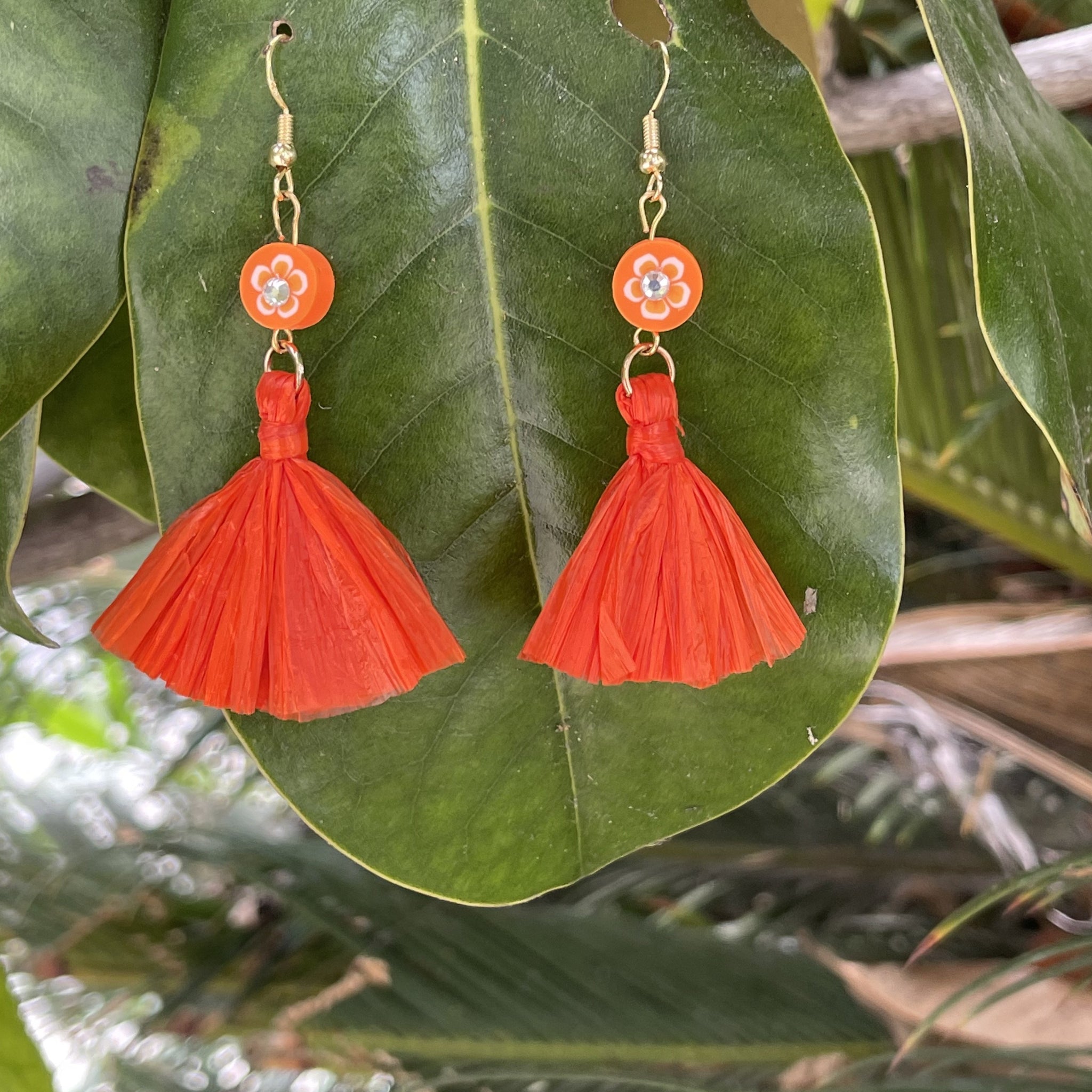 Coral Tassel Earrings