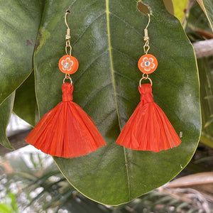 Coral Tassel Earrings