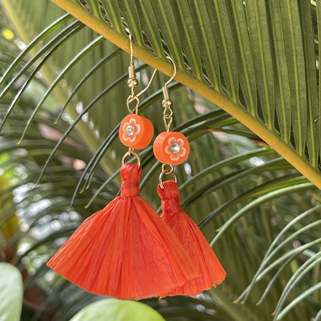 Coral Tassel Earrings