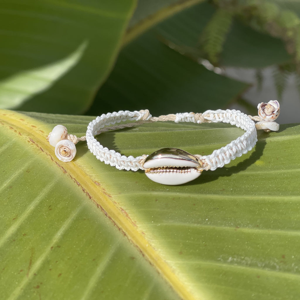 Gold and White Cowrie Bracelet