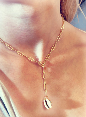 Gold Paperclip Necklace with Puka or Charms