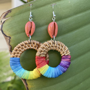 Rainbow or Turquoise Rattan Hoops