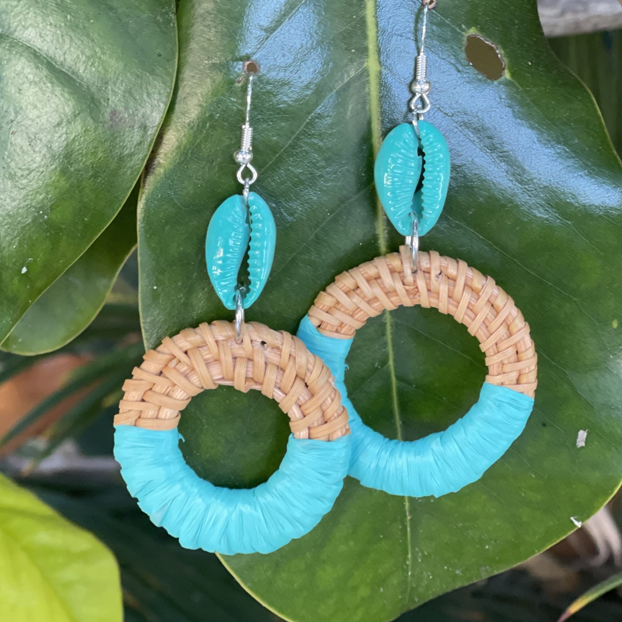 Rainbow or Turquoise Rattan Hoops