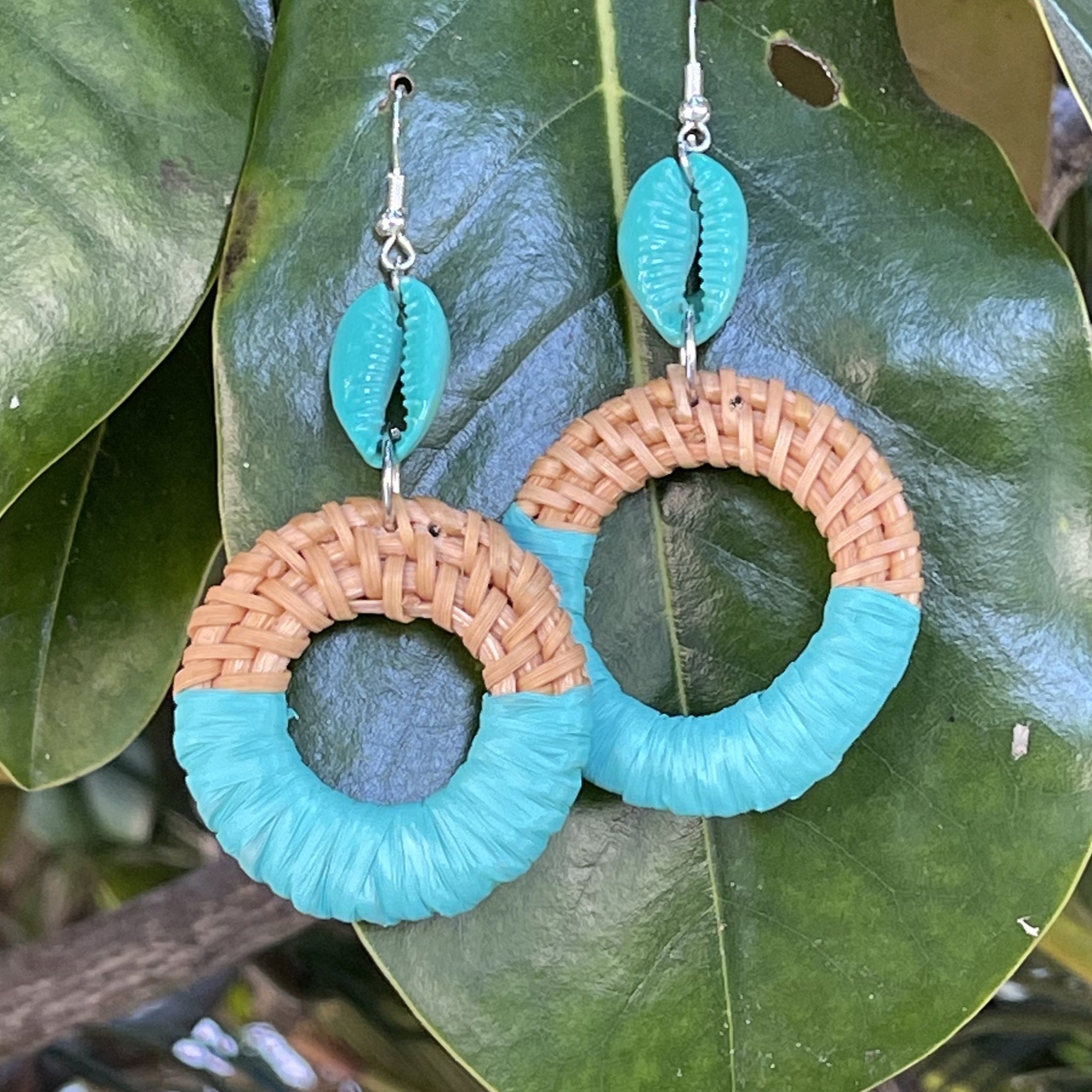 Rainbow or Turquoise Rattan Hoops