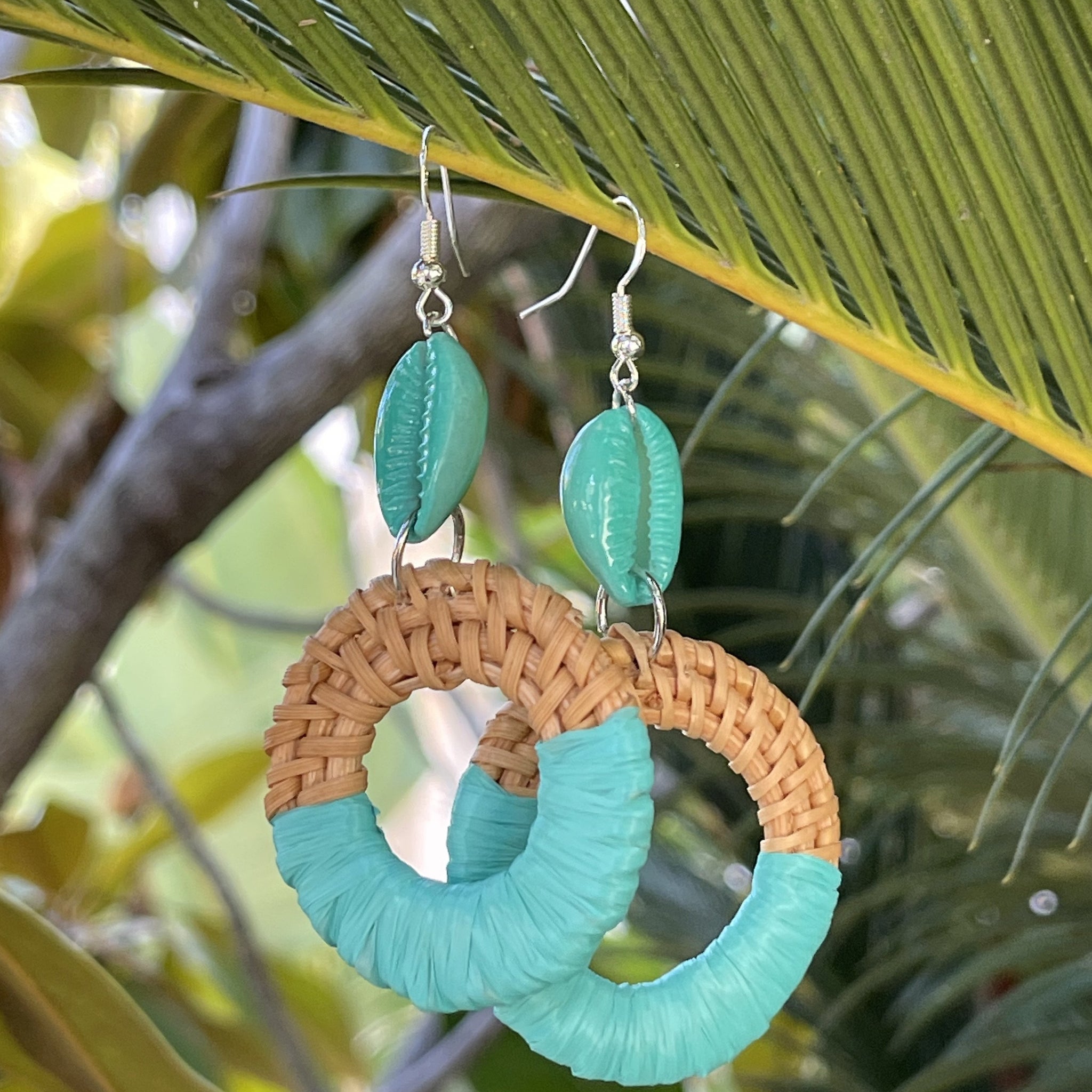Rainbow or Turquoise Rattan Hoops