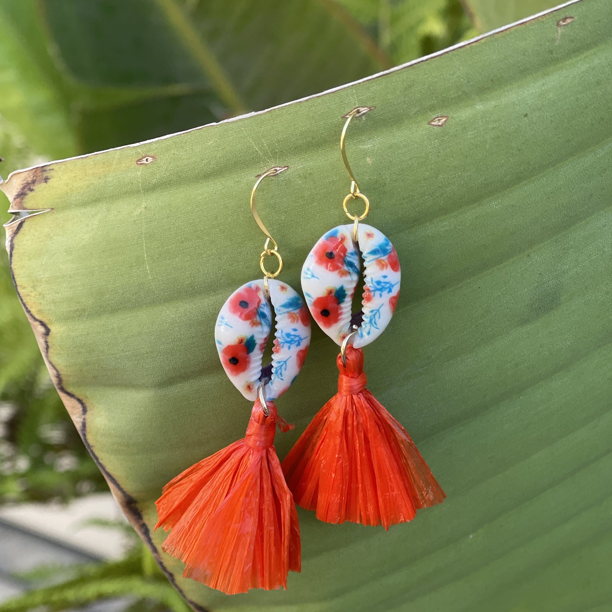 Printed Cowrie Earrings
