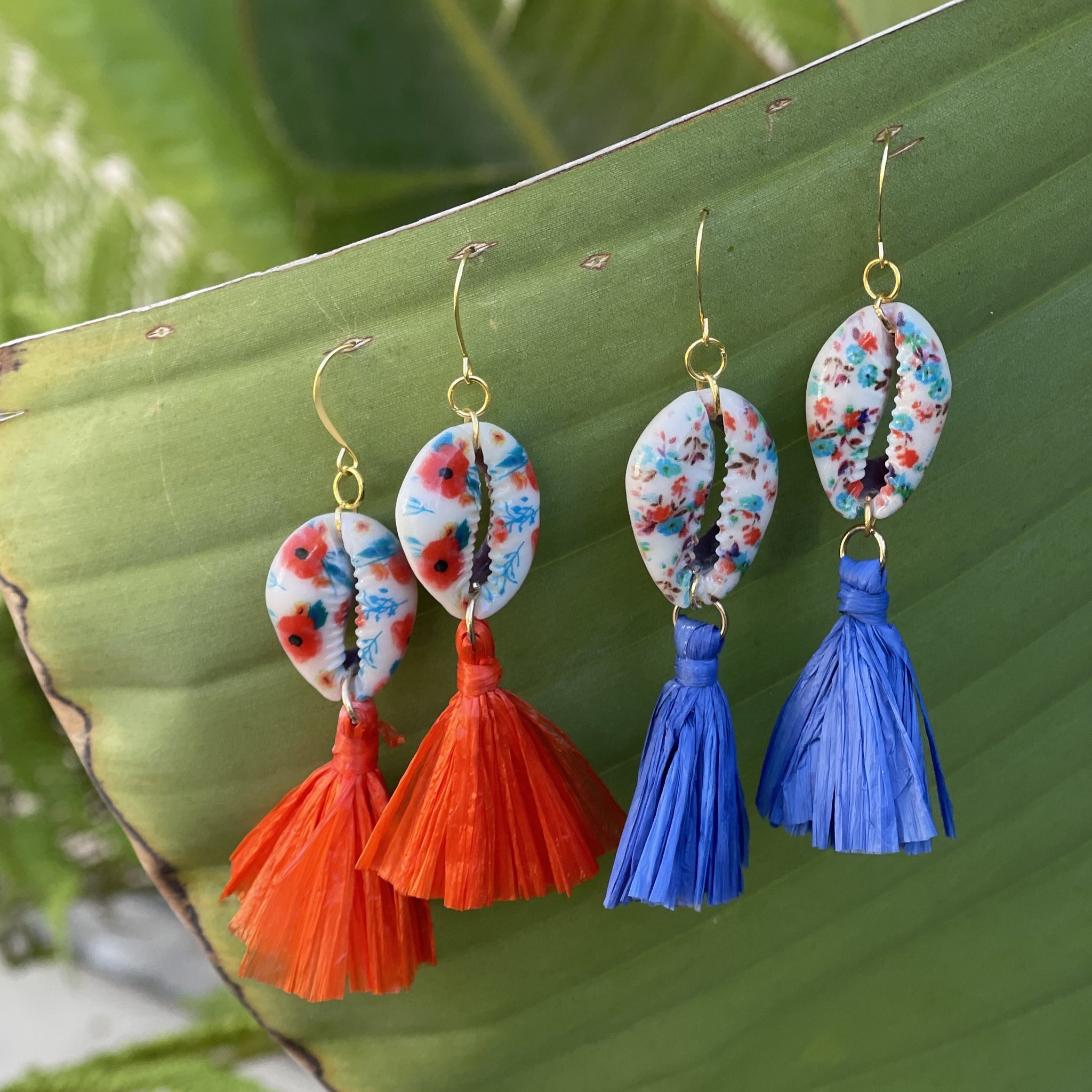 Printed Cowrie Earrings