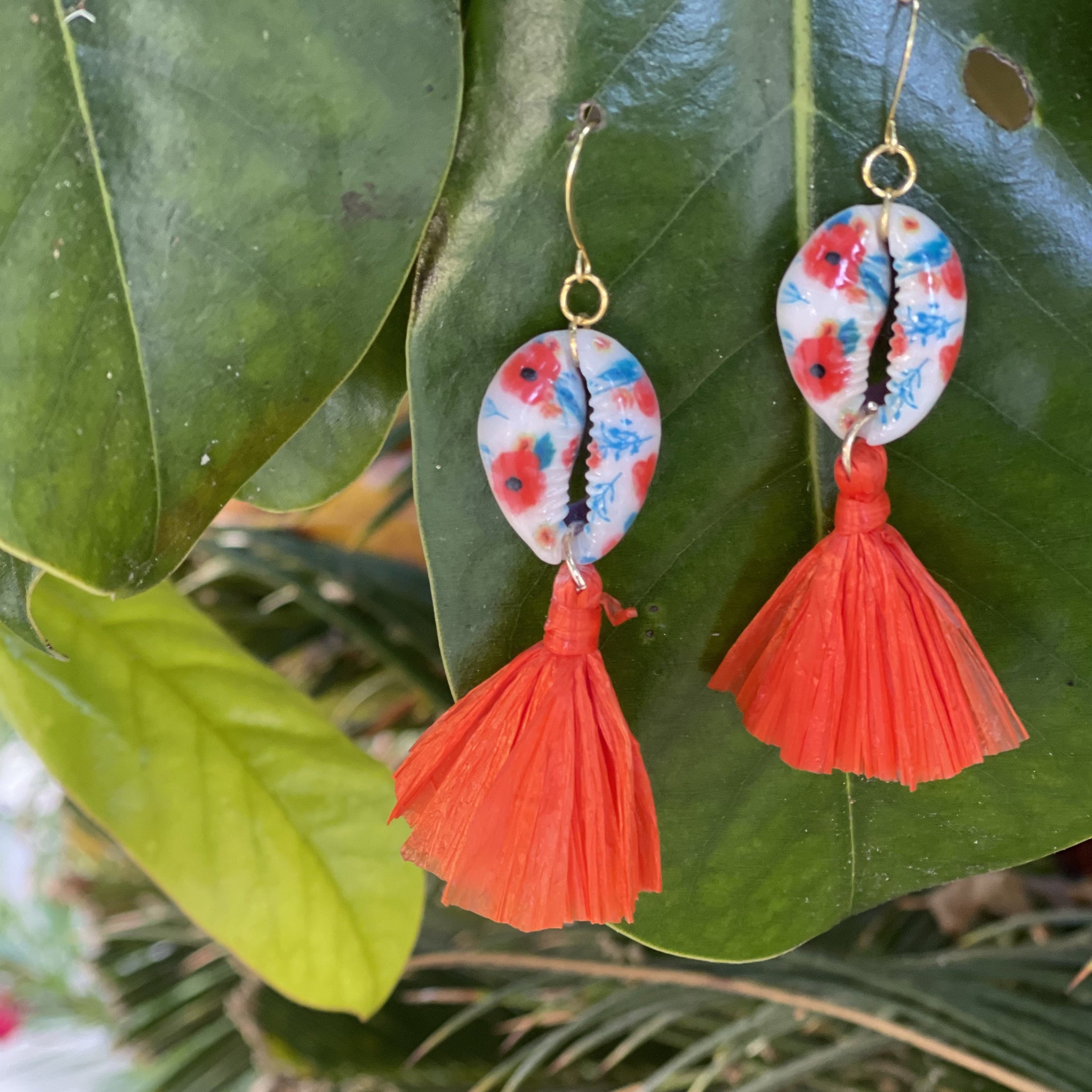 Printed Cowrie Earrings