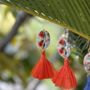 Printed Cowrie Earrings