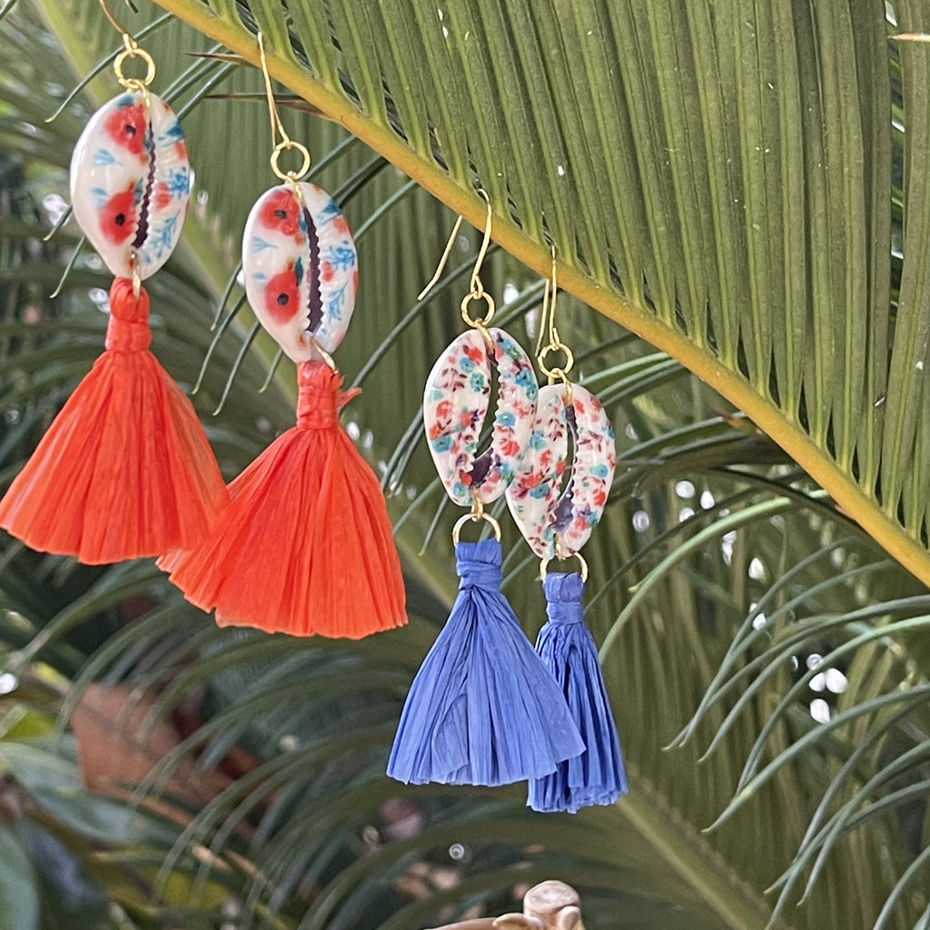 Printed Cowrie Earrings